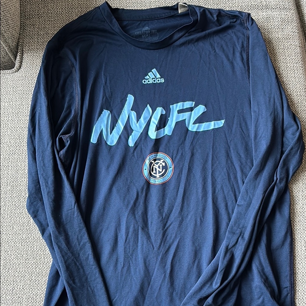Adidas Men's Navy Blue NYCFC Long Sleeve Shirt - Size M